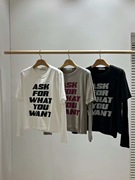 韩国女装2023CHAPTER时尚个性字母短袖T恤+长袖纯色T恤两件套