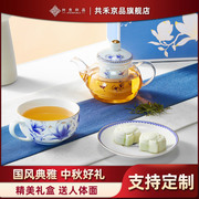 共禾京品国风典雅花茶壶玻璃茶具套装下午茶陶瓷杯碟创意礼物