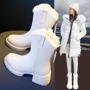 韩国中筒雪地靴女2023冬季棉鞋加绒加厚女鞋秋冬款靴子高跟马丁靴