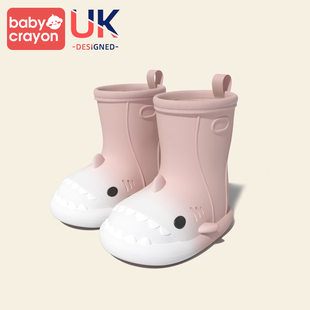 英国babycrayon儿童雨靴女童鲨鱼雨鞋男孩水鞋宝宝靴子童靴女童