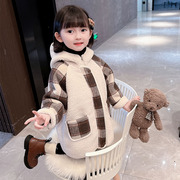 女童毛毛衣(毛毛衣)外套，秋冬装洋气2023韩版儿童，中长款加厚羊羔绒大衣