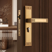 新中式卧室门锁古铜色磁吸静音门把手复古仿古室内房间木门房门锁