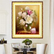 玫瑰百合十字绣2023线绣客厅花瓶，卧室小幅简单自己绣手工小件
