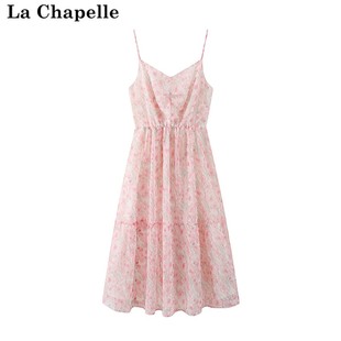 拉夏贝尔/La Chapelle春法式甜美吊带碎花连衣裙显白收腰显瘦