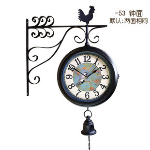 厂促美式铁艺静音双面钟表挂钟客厅欧式北欧创意挂表复古工艺两品