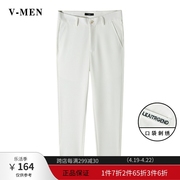 vmen威曼白色休闲九分裤，潮流青年男裤韩版时尚，9分裤v022j600