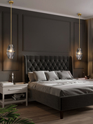 轻奢单头卧室床头水晶吊灯后现代简约吧台灯卧室个性全铜创意灯具