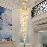 别墅楼梯水晶灯金色客厅灯具，大气创意吊灯餐厅灯，过道大堂酒店灯饰