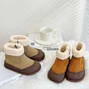 冬季韩版儿童真皮雪地靴加厚女童毛毛短靴男宝宝羊羔毛保暖棉靴潮