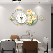 创意静音挂钟客厅餐厅钟表，2023家用挂墙花卉时钟现代简约挂表