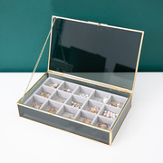 北欧玻璃戒指首饰收纳盒防尘饰品盒桌h面珠宝长方形展示盒奢华