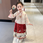 马面裙女童2024中式国风儿童汉服女大童，套装春秋长袖超仙公主