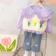 女宝宝套装2-3岁半4女童秋装小童婴儿衣服公主三件套韩国童装洋气