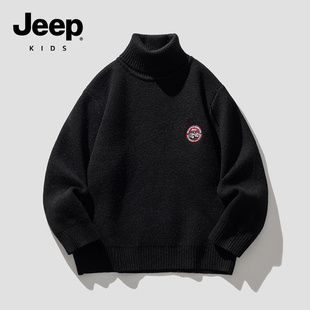 jeep吉普儿童针织衫2023秋冬男女，中大童保暖加厚毛衣打底衫
