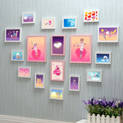 17框心形照片墙客厅，创意浪漫组合相框墙，结婚房卧室挂墙相片墙
