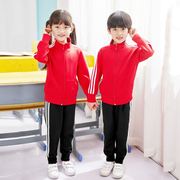 幼儿园园服春秋装校服，套装小学生班服教师红色，运动服装加绒两件套