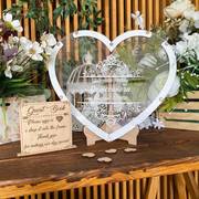 定制简约结婚礼婚庆布置摆台指纹，树签名台爱心浪漫创意签到板欧式