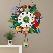 不织布儿童diy森林挂钟创意钟表，手工布艺制作材料，包卡通(包卡通)动物挂饰