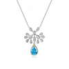 s925银蓝色水滴花朵高级奢华项链时尚个性合成立方氧化锆锁骨链