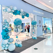 开业气氛周年庆气球链立柱，装饰用品场景背景墙，布置蒂芙尼蓝色