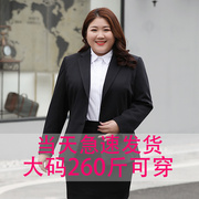 大码职业装大学生胖mm面试正装西服工作服黑色，西装外套女套装春秋