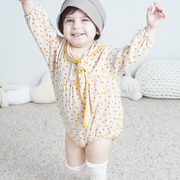 韩版可爱婴儿爬爬服春秋薄款纯棉儿童哈衣男女宝宝七分袖连体衣服