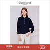 Goodland美地女装2023秋季淑雅通勤衬衫设计感蝙蝠袖钻扣上衣