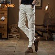 Jeep吉普牛仔裤男2024白色工装男士长裤美式高街直筒男生裤子