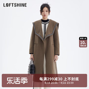 LOFTSHINE珞炫双面呢大衣女冬季复古收腰外套72501606