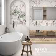 600x1200法式侘寂风花砖卫生间，瓷砖厨房浴室墙砖，微水泥地砖奶白色