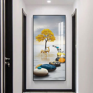 玄关装饰画贴自粘壁纸现代简约轻奢入户客厅，走廊过道墙贴画3d立体