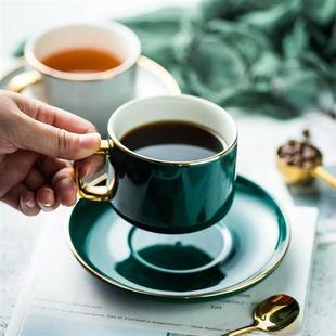 高档LBOY 咖啡杯欧式小金边家用陶瓷杯碟套装下午茶杯碟勺水杯花1