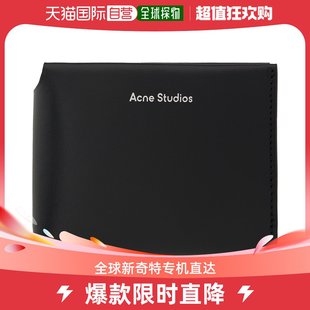 香港直邮潮奢 Acne Studios 男士黑色三折钱包