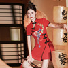 新中式国风套装女凤凰刺绣年轻款，旗袍改良上衣配阔腿裤短裤两件套