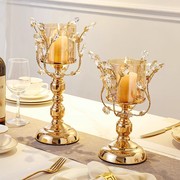浪漫晚餐道具水晶蜡烛台餐厅客厅，婚庆装饰摆件，轻奢欧式现代工艺品