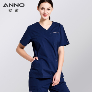 安诺洗手服刷手衣短袖透气弹力，修身医生护士服美容院手术室手术服