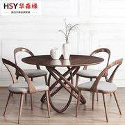 全实木圆形餐桌小户型饭桌圆桌餐厅创意餐桌椅组合家用圆实木餐桌