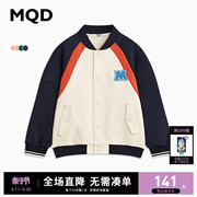 mqd童装儿童棒球服外套，男女童撞色拼接经典，美式复古学院外套开衫