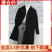 古着vintage日本产男士英伦休闲羊毛，宽松长款大衣冬季带帽外套b家