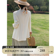 kiki自制 一粒扣白色西装外套设计感小众韩版薄九分袖西服春