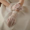 新娘礼服婚纱手套蕾丝短款婚礼，韩式简约优雅珍珠，精致法式短薄纱