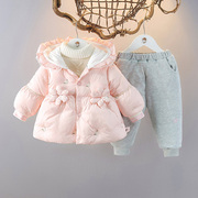 婴儿童装女童冬装棉衣女，宝宝加绒加厚棉袄冬季小童棉服两件外套装