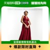 香港直邮潮奢asos女士，设计蕾丝领开襟后细节中长连衣裙(酒红色)