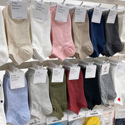 ETNA韩国进口纯色袜子女夏季竖条纹低帮浅口袜东大门短袜