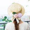 夏季韩版帽子女士森系清新花朵，度假草帽遮阳帽防晒手工，编织沙滩帽