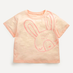 女童粉红色t恤宝宝短袖，上衣儿童夏季童装婴儿纯棉，半袖汗衫打底衣6