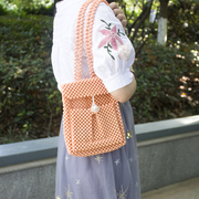 编织包双肩包女生夏天背包珍珠包成品手工制作DIY简约单肩包