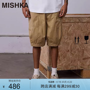 mishka大眼球潮牌2023夏季男士时尚潮流，字母印花梭织休闲短裤