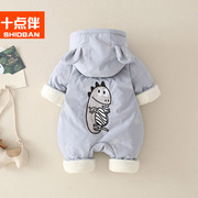 婴儿秋冬衣服套装加厚1-3个月男宝宝外出抱衣6连体衣冬装保暖棉衣