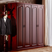 新中式实木衣柜4门235门卧室家具定制水曲柳，大衣橱家用紫檀色红木